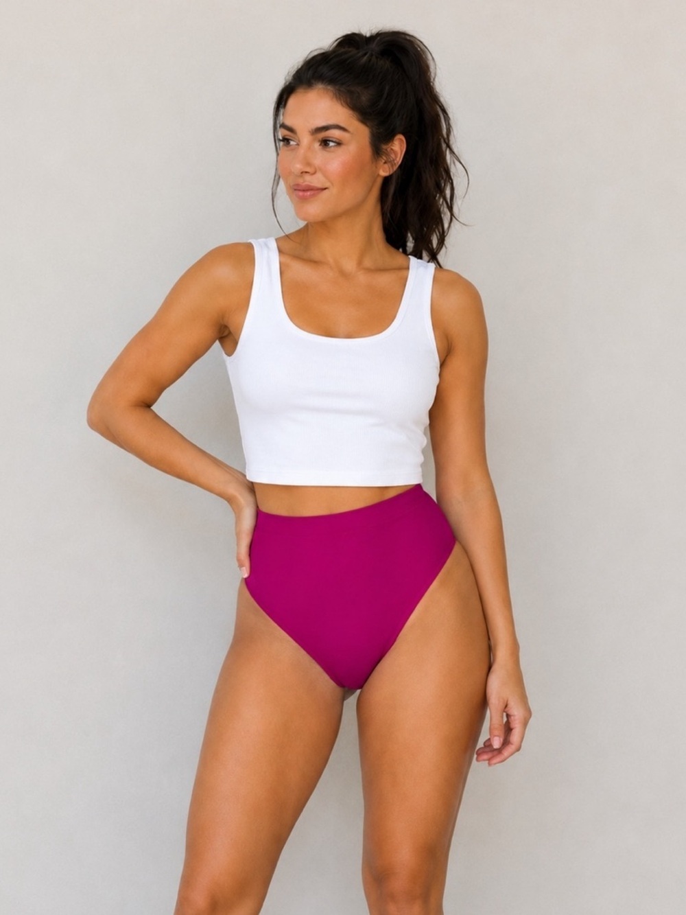 NWT J. Crew Hallie High Rise Full Coverage Bikini Bottom Radiant Fuchsia Size XL